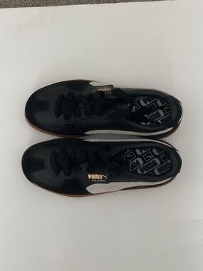 Puma Black and White Palermo Sneakers with Gum Sole